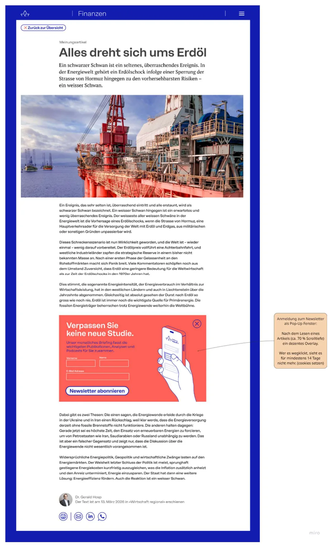 Pop-Up-Fenster für Newsletter-Anmeldung